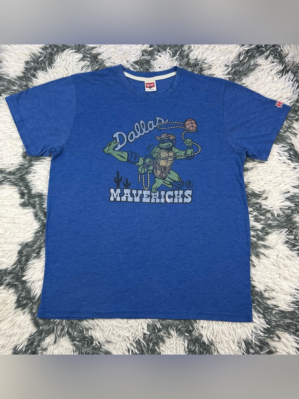 Homage Men’s Blue Dallas Mavericks x Teenage Mutant Ninja Turtles T-shirt Size L